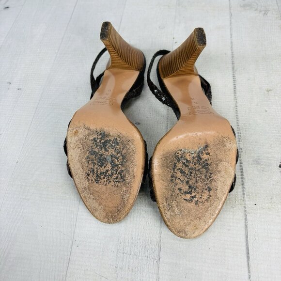 Coach BEATRIZ PYTHON Brown Leather Faux Snakeskin Strappy Italy Sandals Size 6B - Picture 9 of 16
